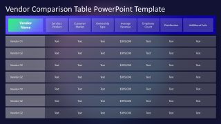 Dark Background Slide -  Vendor Comparison Matrix PPT Template