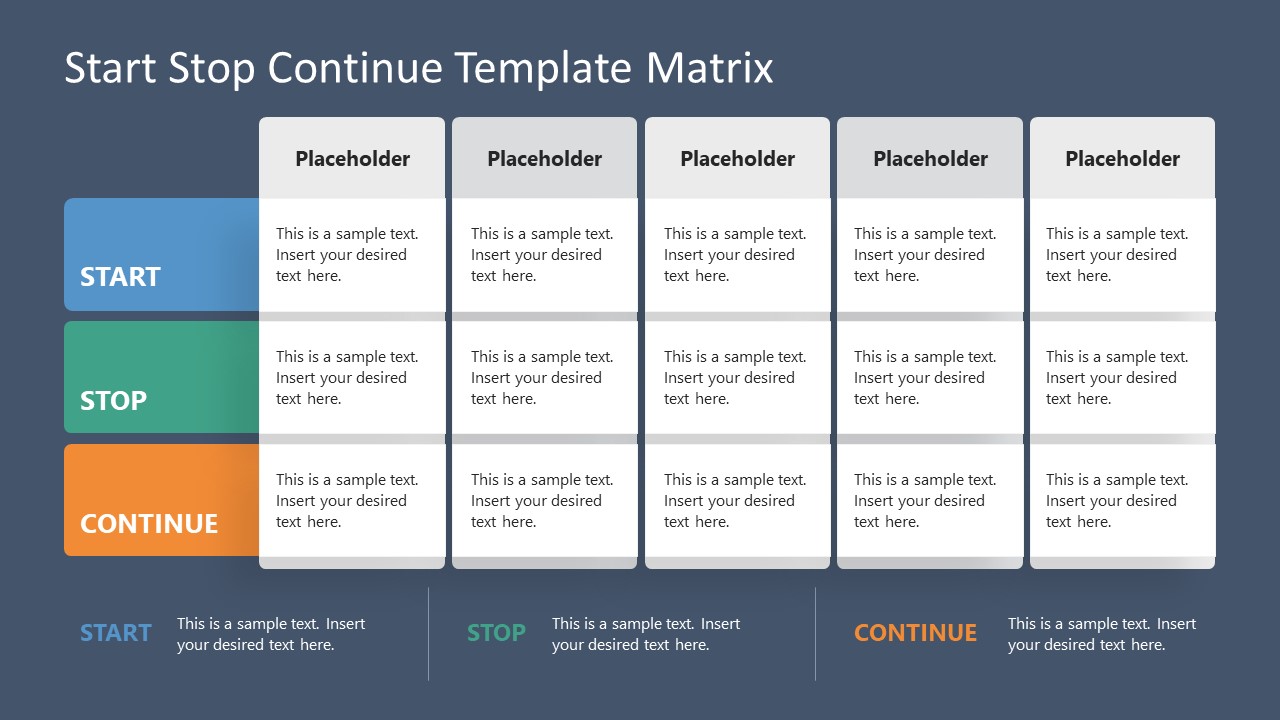 Start Stop Continue Template Matrix for PowerPoint