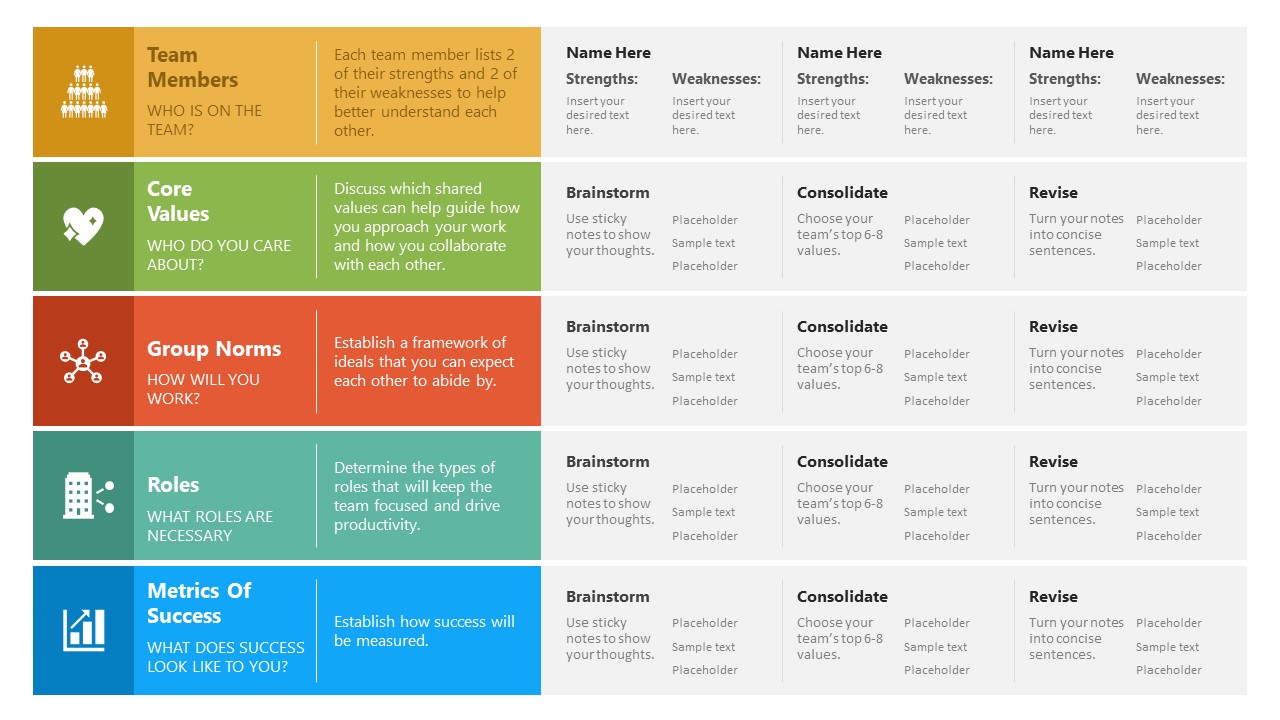 Editable Team Charter Slide for PowerPoint