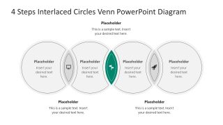 Editable 4 Steps Interlaced Circles Venn Diagram PowerPoint Template 