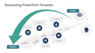 Slide with Infographic Icons for Backcasting PPT Template 