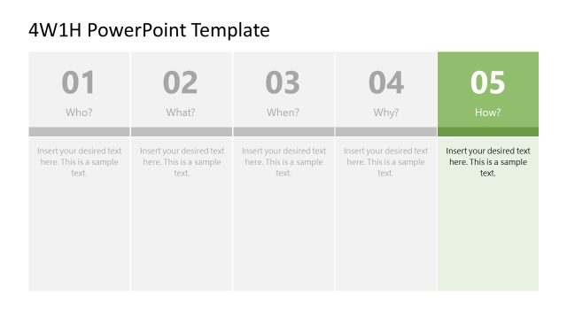 How Question Color Highlight Slide – 4W1H PPT Template