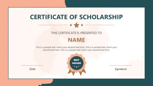 Scholarship Certificate PowerPoint Slide