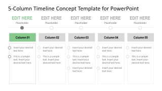 PPT Presentation Template for 5-Column Timeline Concept