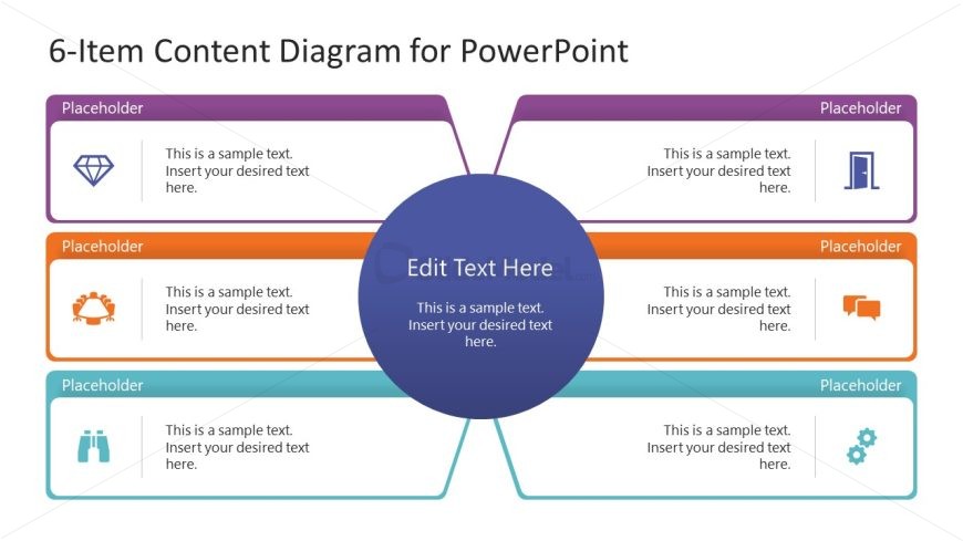 Customizable 6-Item Content Diagram Template