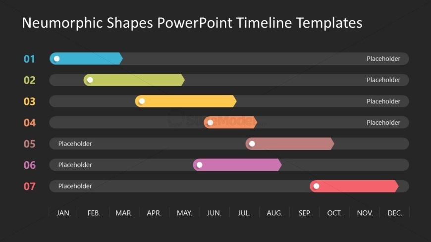 Neumorphic Shapes Timeline Template Slide