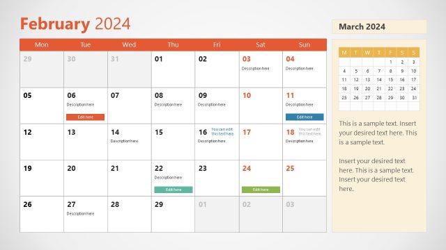 February Slide – 2024 Calendar
