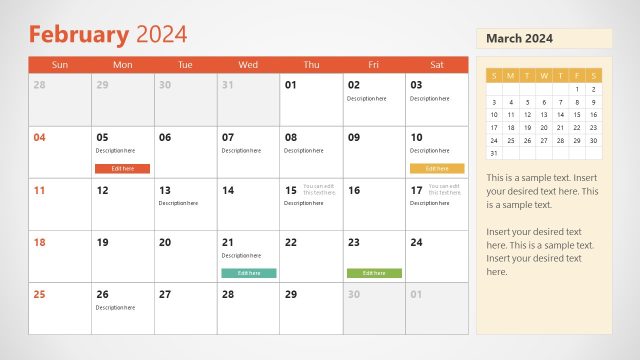 2024 Calendar Slide PowerPoint Template