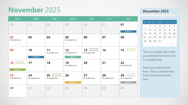 Editable November Slide  – Calendar 2025