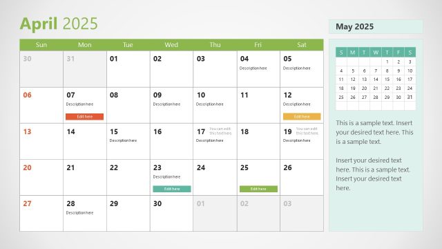 The Month of April Slide – 2025 Calendar