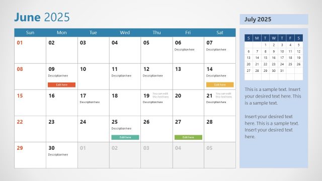 The Month of June Slide – 2025 PPT Calendar