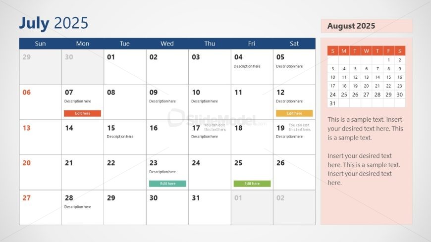 2025 Calendar PowerPoint Slide 