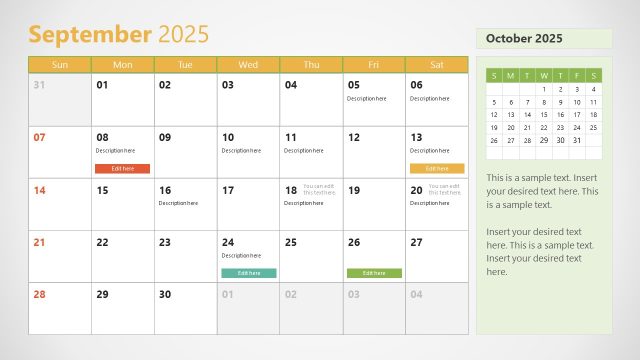 Slide for the Month of September – Calendar 2025