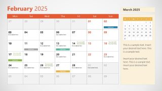 February PPT Slide for 2025 Calendar Template 