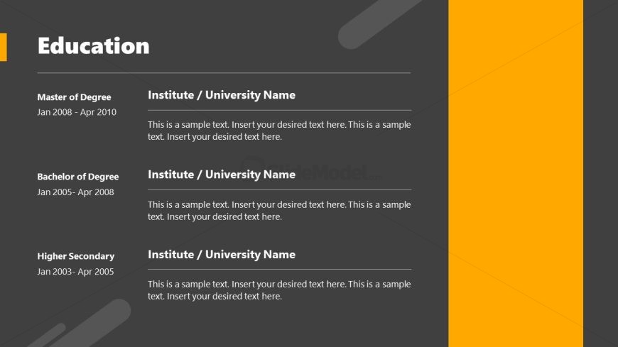 Education Slide - Simple Resume PPT Template 