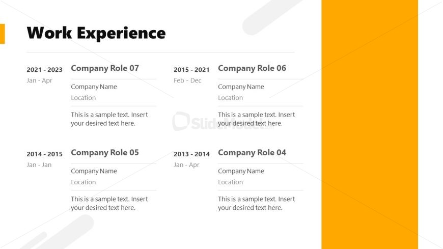 Editable PPT Template for Chronological Resume