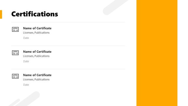 Customizable Certifications Slide – Simple Resume Template