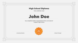 High School Diploma Certification PowerPoint Template 