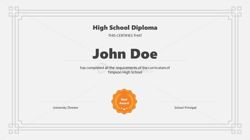 High School Diploma Certification PowerPoint Template