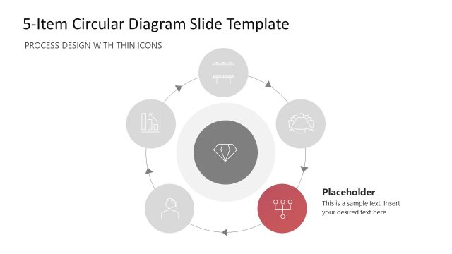 Editable 5-Item Process Diagram PPT Template