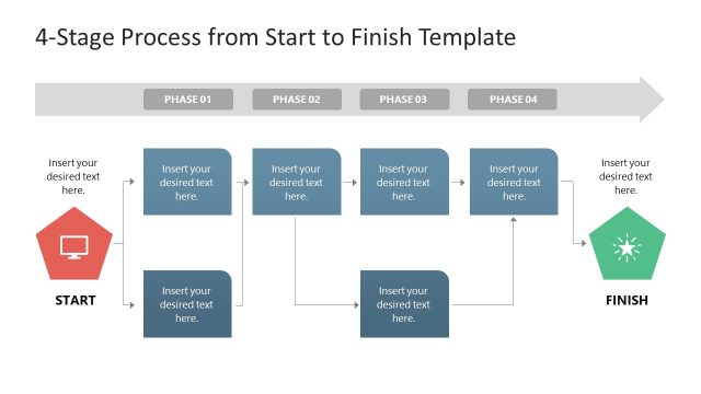 4-Stage Process From Start to Finish Slide Template