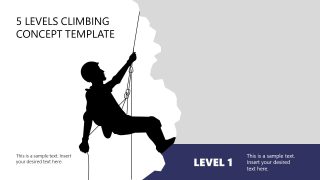 PowerPoint Template Slide for 5 Levels Climbing Concept 