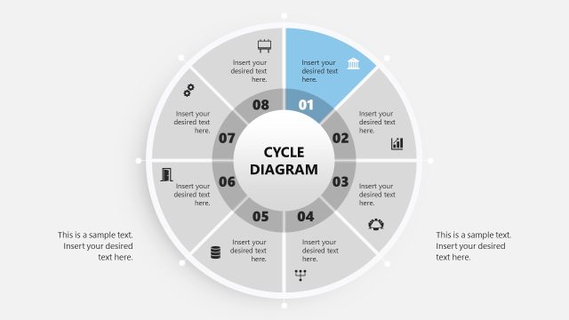 Editable Slide with Spotlight Effect – 8 Items Circular Diagram PPT Template