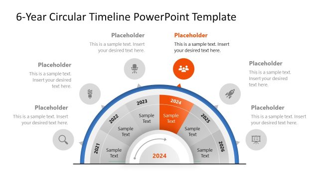 6-Year Circular Timeline Template Slide