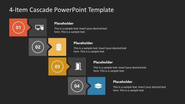4-Item Cascade Template Slide with Dark Background