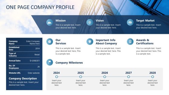 One Page Company Profile Slide Template