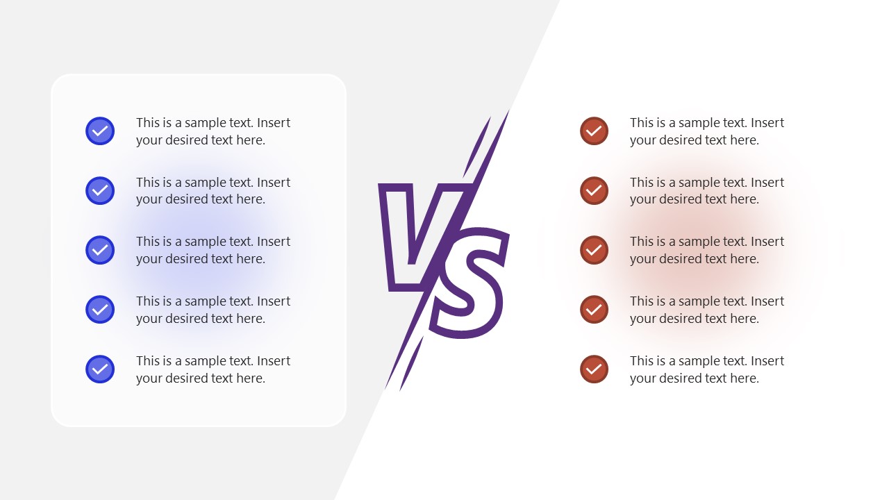 Editable Simple Comparison Versus Slide PPT Template