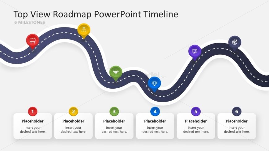 Top View Roadmap PowerPoint Timeline Slide