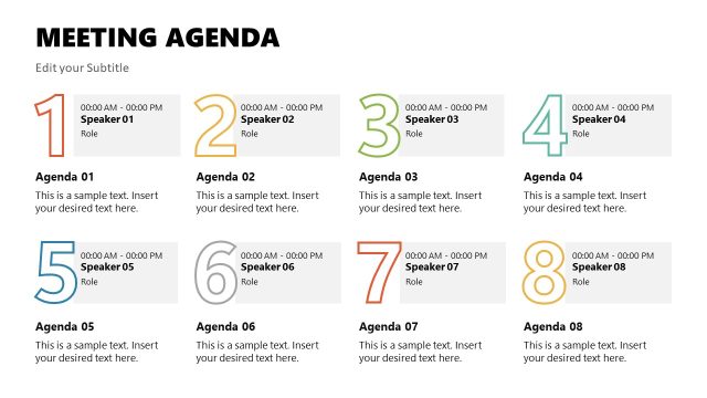 White Background PPT Slide for Meeting Agenda Template
