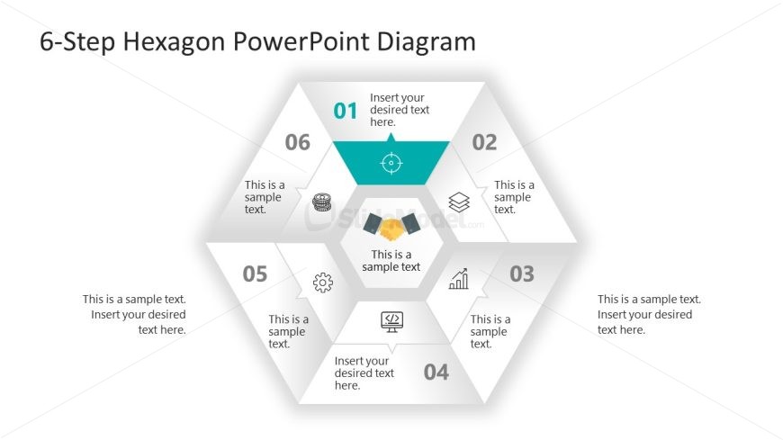 6-Step Hexagon Slide Template 