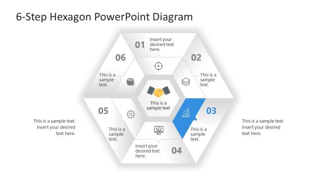 6-Step Hexagon Diagram PPT Template