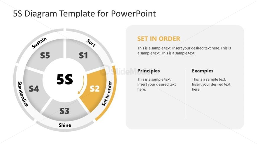 Editable 5S Diagram PPT Template