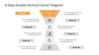 Presentation Template for 6-Step Vertical Double Funnel Diagram