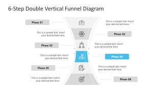 Editable 6-Step Vertical Double Funnel Slide 