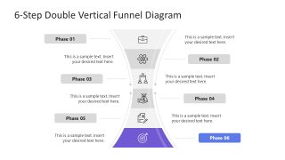 6-Step Vertical Double Funnel PowerPoint Slide Template 