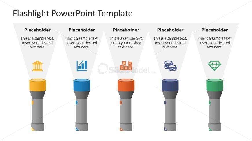 Five Flashlights Slide Diagram Template
