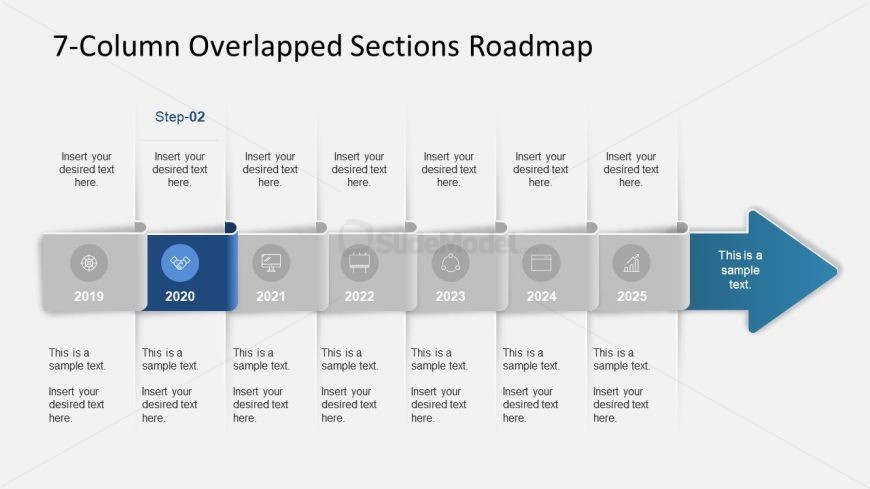 Editable Overlapped PPT Roadmap Slide Template 