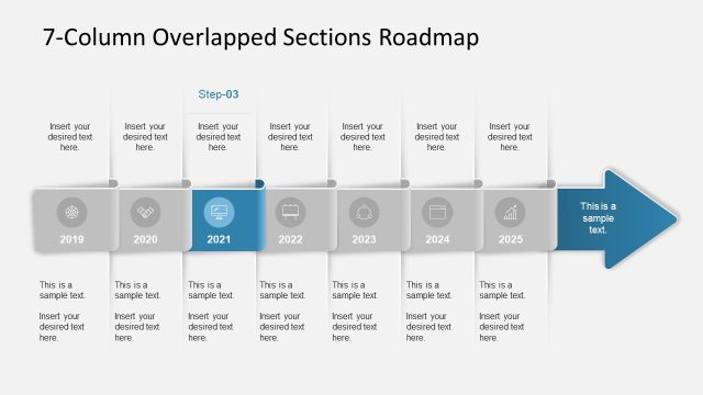 Step 3 Slide – Overlapped Sections Roadmap Template