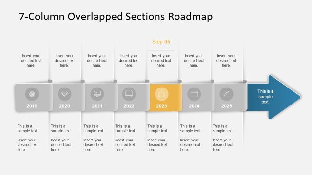 7-Column Overlapped Sections Roadmap Template for Presentation