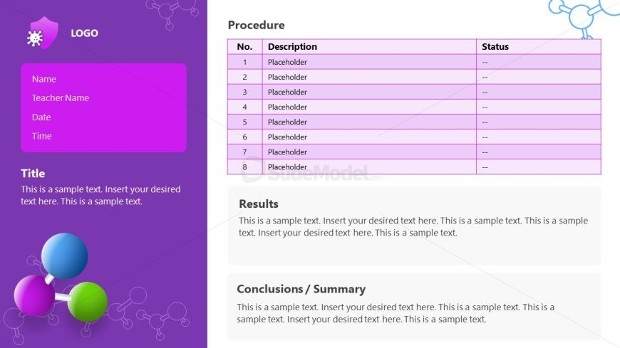 Editable Table Slide for Lab Report Presentation