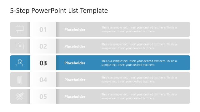 List Item Number Three Slide Template for PowerPoint