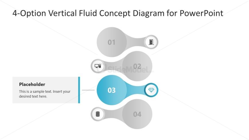 Editable 4-Option Vertical Fluid Concept Slide