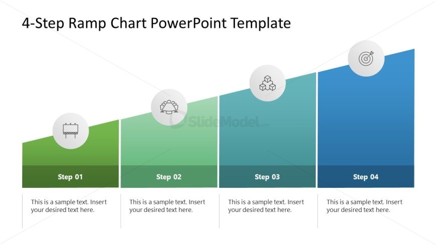 Ramp Chart Diagram with Four Segments - Editable Slide Template