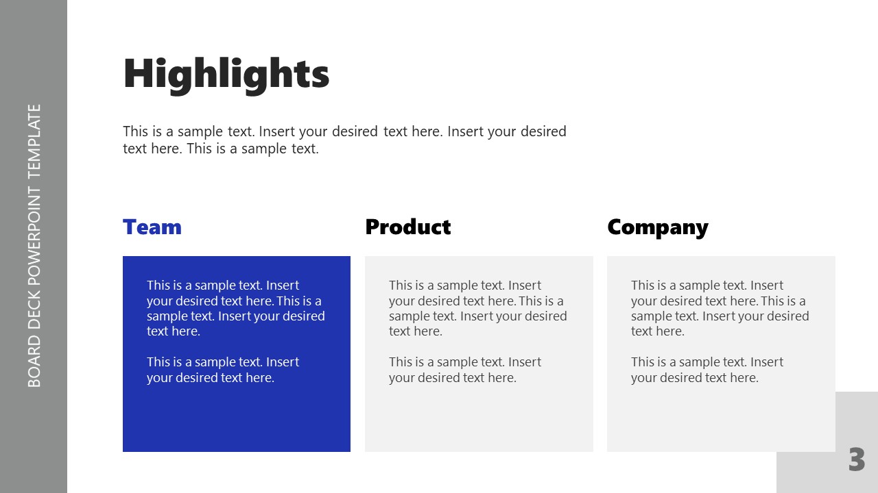 Board Deck Template - Highlights Slide