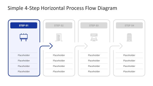 Editable 4-Step Horizontal Process Flow Diagram PPT Template