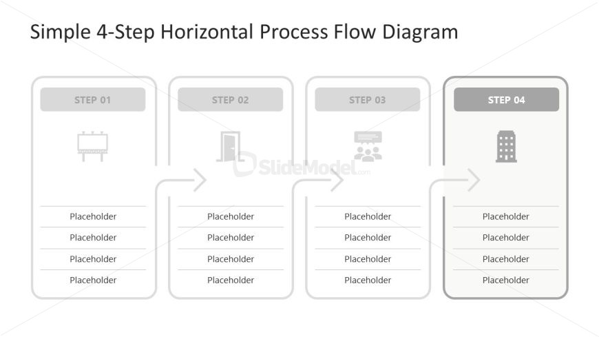 4-Step Horizontal Process Flow Diagram Template for PowerPoint